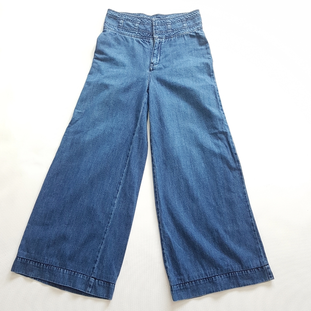Free People Super Wide Leg High Rise Jeans Boho 28